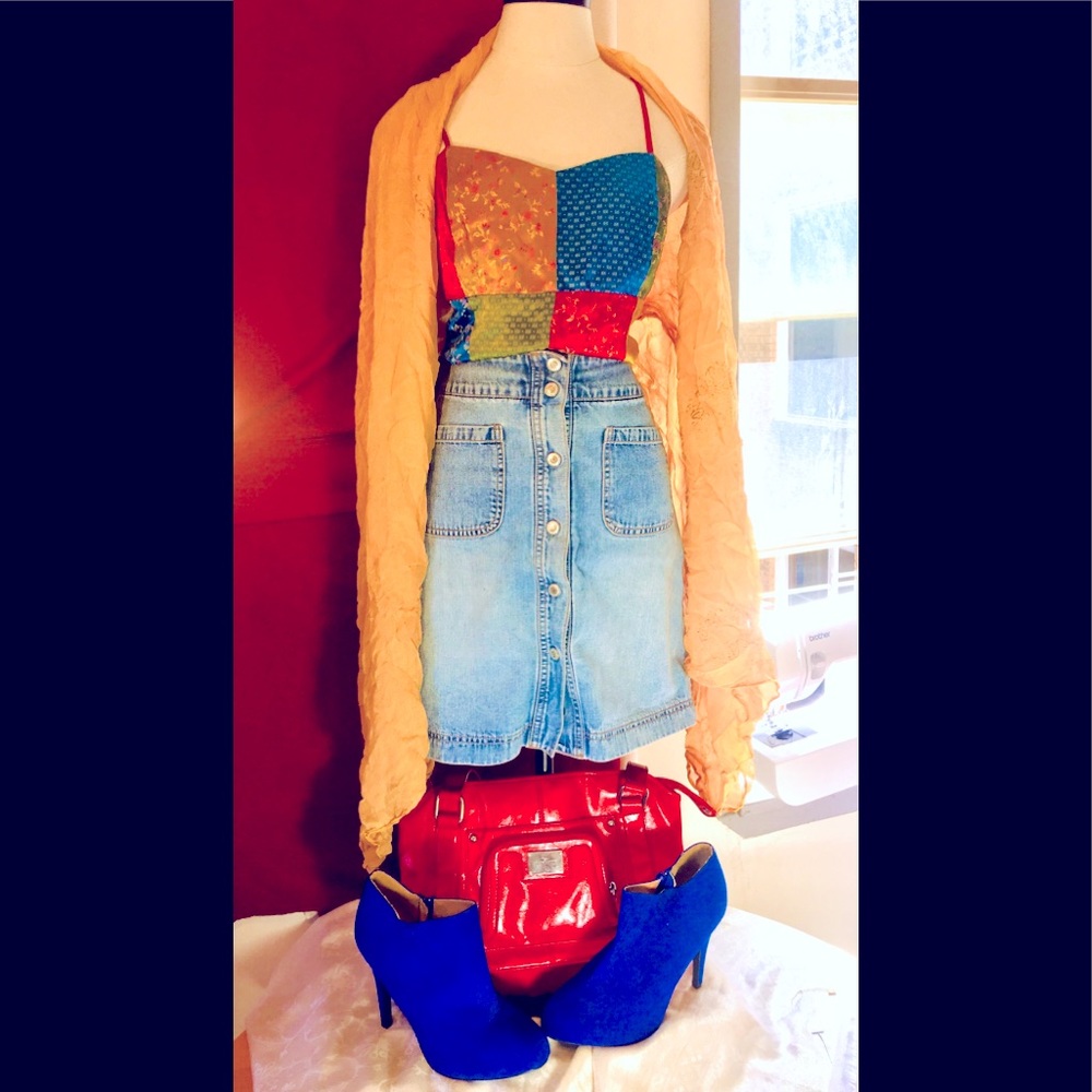 Vintage High Waist Light Jean Skirt GAP Size 4 (S)